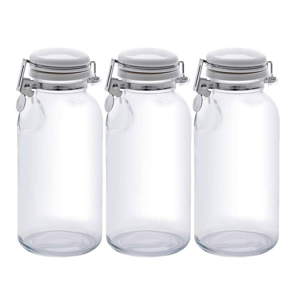 【Seisho 星硝】日本製按壓式玻璃密封醬料瓶500ml-3入組 (油醋瓶/調味料罐/油瓶/醃漬瓶/醬油瓶)