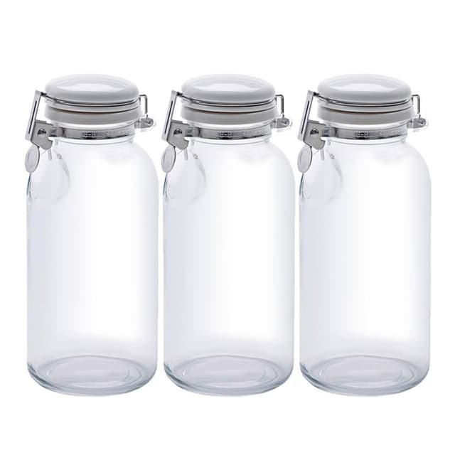 【Seisho 星硝】日本製按壓式玻璃密封醬料瓶500ml-3入組 (油醋瓶/調味料罐/油瓶/醃漬瓶/醬油瓶)