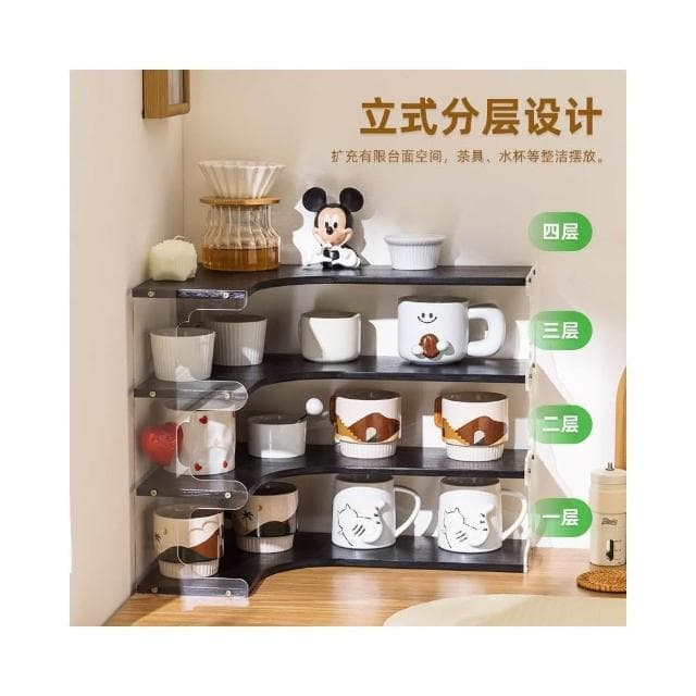 杯子收納置物架桌面轉角水杯架茶具茶杯整理架咖啡角餐邊櫃杯架子