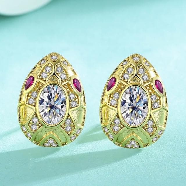 【米蘭精品】現貨+預購 頂級莫桑鑽石耳環925純銀女銀飾(個性風潮蛇頭耳釘女飾品74lr70)
