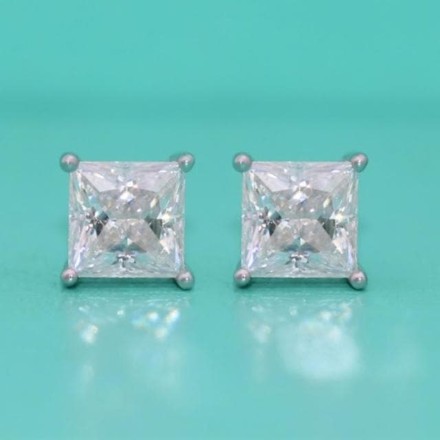 【米蘭精品】現貨+預購 頂級莫桑鑽石耳環925純銀耳環女銀飾(設計正方四爪女飾品74lr3)