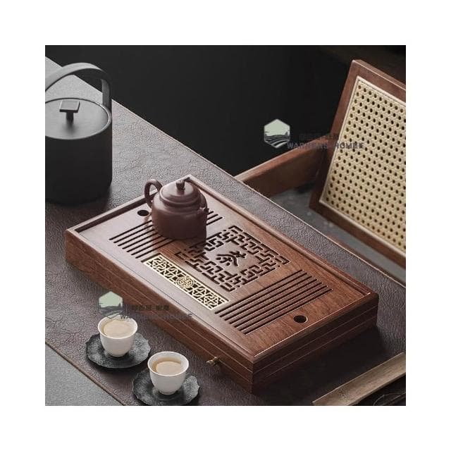 高品質🌟熱銷 家用花梨实木茶盘 办公室小型储水茶托盘 长方形茶台 高档干泡台 茶海 茶託 茶臺 功夫茶具 茶盤