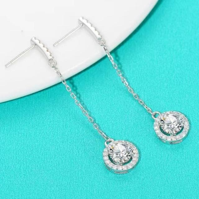 【米蘭精品】現貨+預購 頂級莫桑鑽石耳環925純銀女銀飾(優雅長款流蘇耳針女飾品74lr50)
