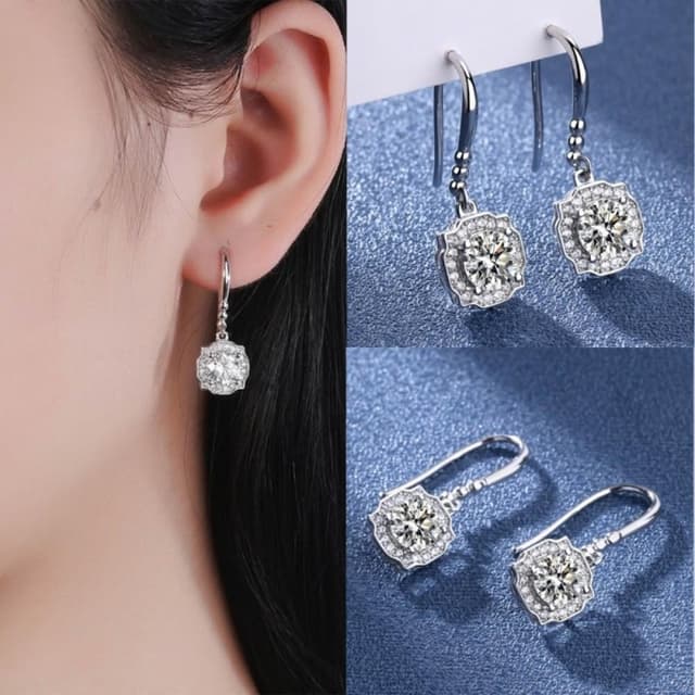 【米蘭精品】現貨+預購 頂級莫桑鑽石耳環925純銀女銀飾(禮物橢圓形耳鉤女飾品74lr59)