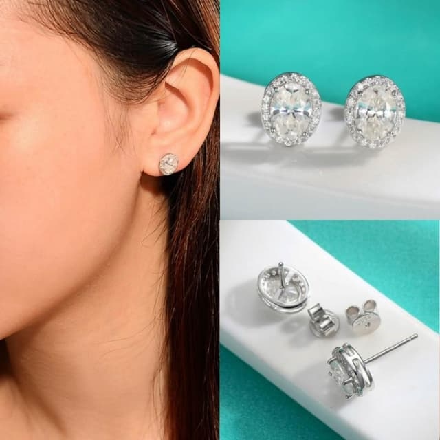 【米蘭精品】現貨+預購 頂級莫桑鑽石耳環925純銀女銀飾(精緻圓圈耳針女飾品74lr63)