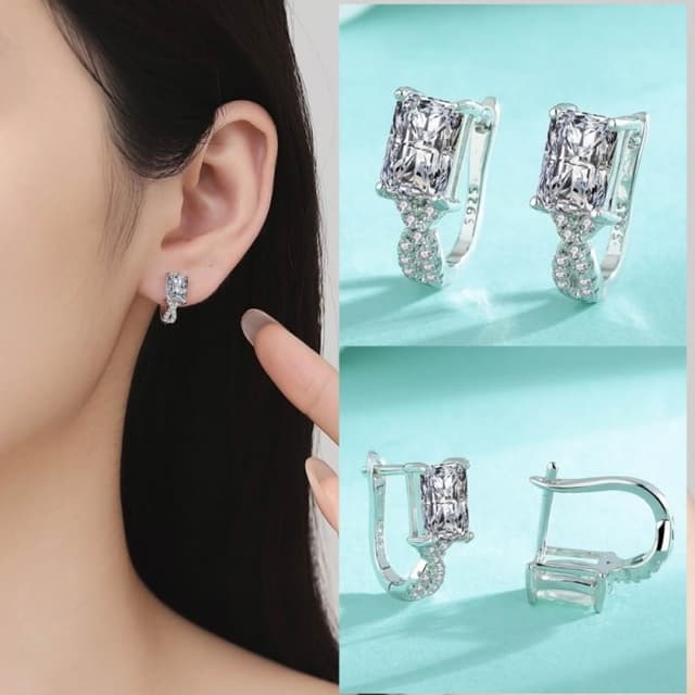 【米蘭精品】現貨+預購 頂級莫桑鑽石耳環925純銀女銀飾(小方糖微鑲耳扣女飾品74lr64)