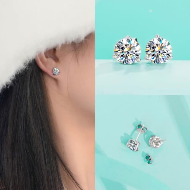 【米蘭精品】現貨+預購 頂級莫桑鑽石耳環925純銀女銀飾(小巧耳針女飾品74lr68)
