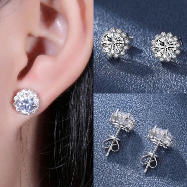 【米蘭精品】現貨+預購 頂級莫桑鑽石耳環925純銀女銀飾(鑽花苞耳飾滿鑽微女飾品74lr75)