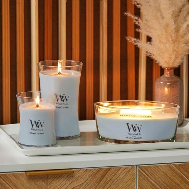 【WoodWick】美國WOODWICK 沙漏蠟燭 9.7oz 【鼠尾草木&海草】SAGEWOOD&SEAGRASS 香氛蠟燭