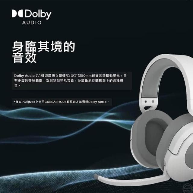【CORSAIR 海盜船】HS55 無線耳機(藍芽耳機/電競周邊/電競耳機/環繞立體聲/黑白)