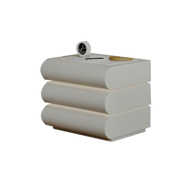 可旋轉智能床頭櫃月半全實木現代簡約奶油風無線充電帶燈藍牙音響