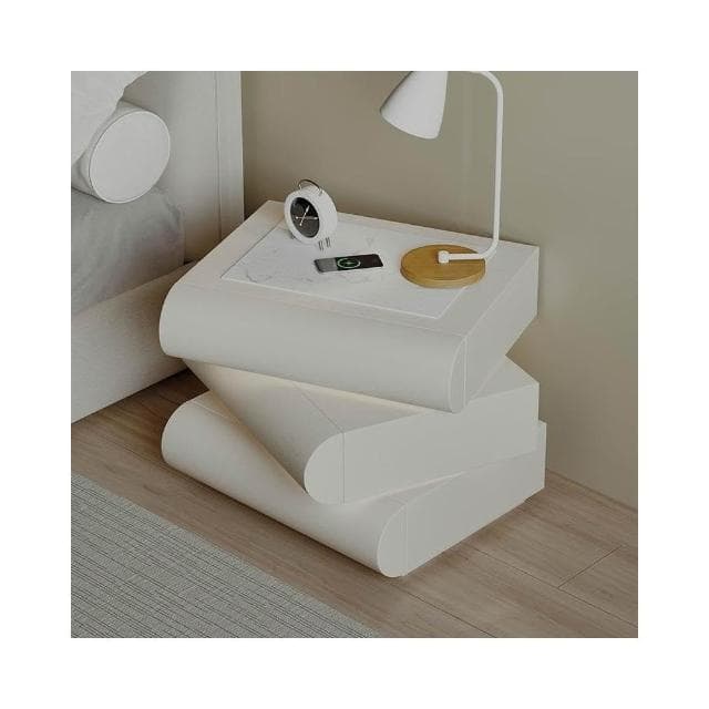 可旋轉智能床頭櫃月半全實木現代簡約奶油風無線充電帶燈藍牙音響