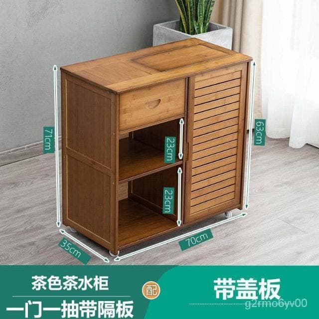 茶水櫃茶具櫃子簡易靠墻茶邊幾客廳傢用水桶置物架茶葉儲物可移動收納櫃 儲物櫃 櫥櫃博古架 茶架子 多層茶葉收納櫃 實木茶櫃