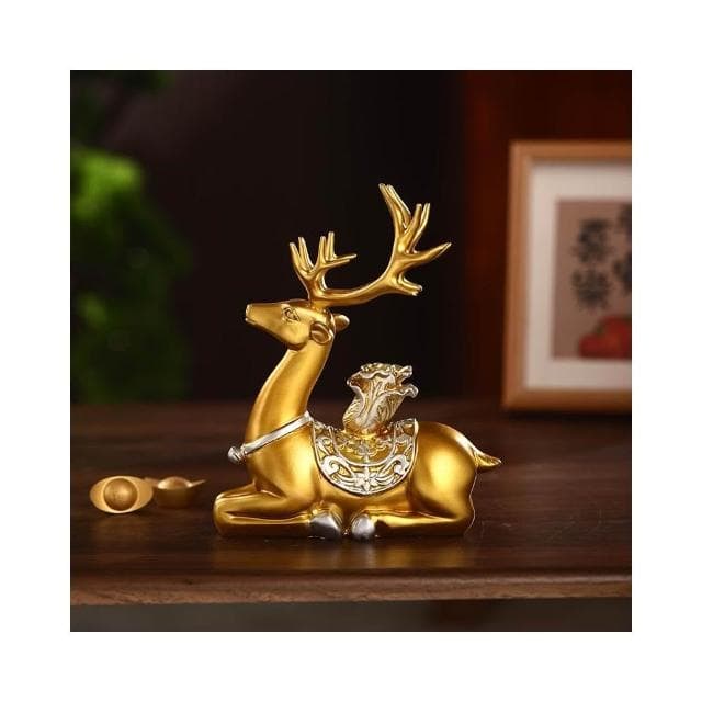 創意招財鹿擺件客廳酒櫃玄關家居擺設電視櫃福鹿裝飾新房喬遷禮物