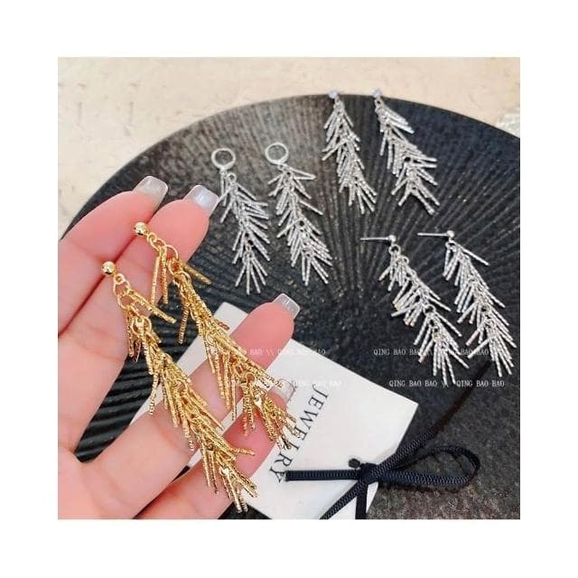 {遇見臻品}BG178禮服耳環金屬流蘇耳環麥穗流蘇耳環瀑布流蘇耳環金屬流蘇誇張耳扣法式復古長版流蘇耳環長款顯臉小耳環