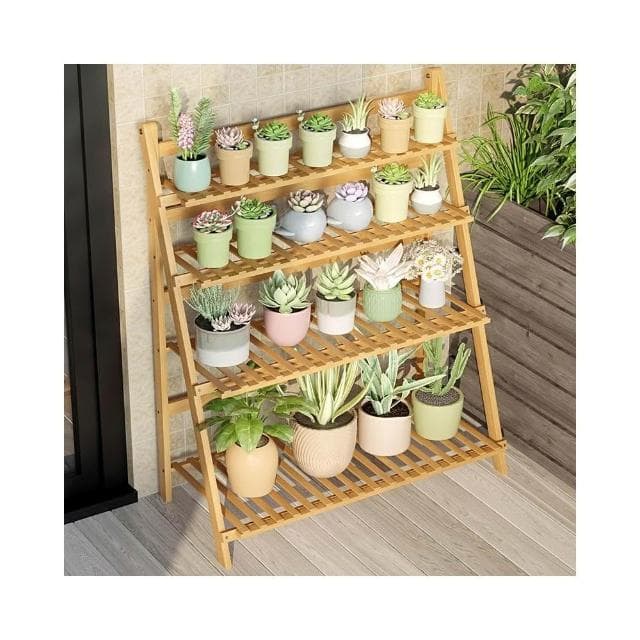 花架置物架陽 臺客廳落地式多 肉梯形植物架靠牆 木質盆栽花