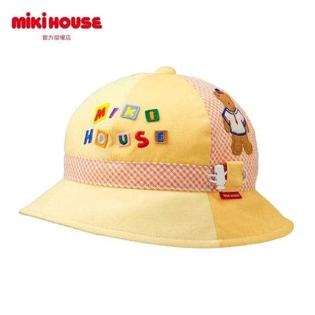 【MIKI HOUSE】官方直營-抗UV  MIKI HOUSE BEAR漁夫帽-橙/天藍 男女童裝