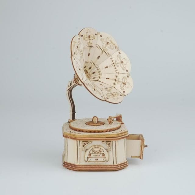 【鋼普拉】現貨 Robotime 若態 3D TG408 留聲機 GRAMOPHONE 組裝 木製模型 復古 禮物