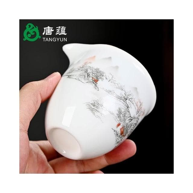 四季風家居 冰種羊脂玉茶壺功夫茶具套組家用辦公室會客陶瓷蓋碗茶杯高級禮盒