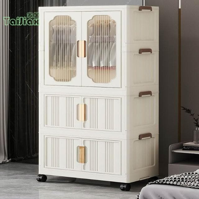 💥💕收納櫃子 置物櫃 家用塑膠免安裝多層雜物簡易衣櫃 嬰兒衣服寶寶衣櫃 五斗櫃 雜物櫃 掛衣櫃 兒童衣櫃抽屜櫃儲物櫃