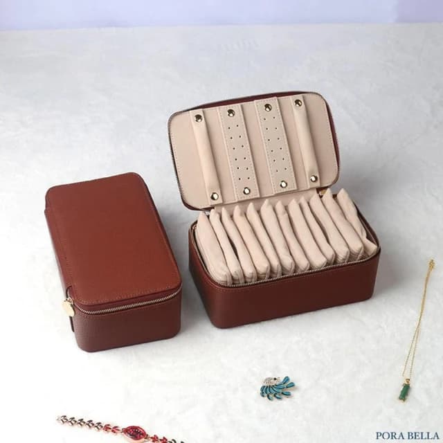 【Porabella】大容量便攜式分裝袋首飾盒｜耳飾戒指分區收納｜單層拉鍊設計｜耳環戒指項鍊收納好幫手｜質感禮物首選