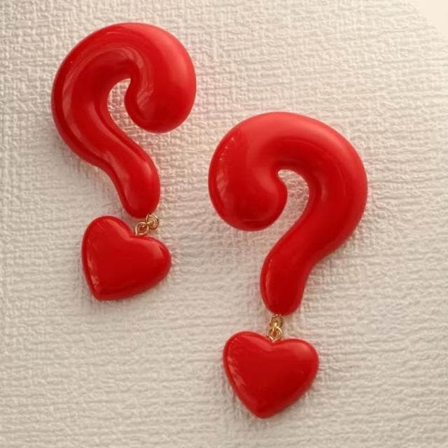 【MoonDy】飾品 耳環 耳環女 垂墜 問號耳環 大耳環 安可拉紅 港風 歐美風