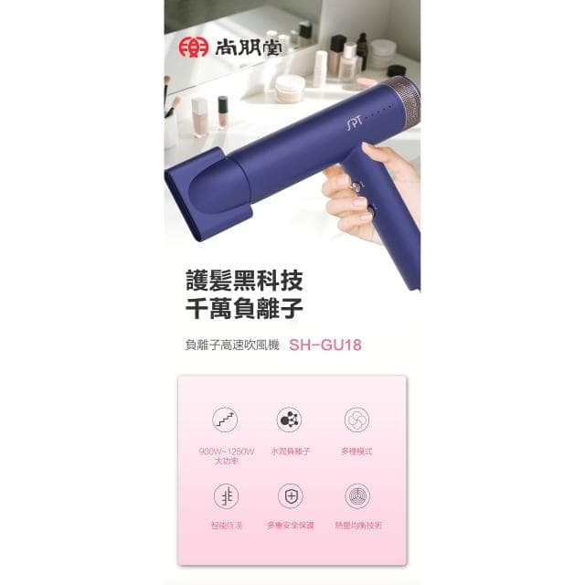 【尚朋堂】尚朋堂 負離子高速吹風機SH-GU18