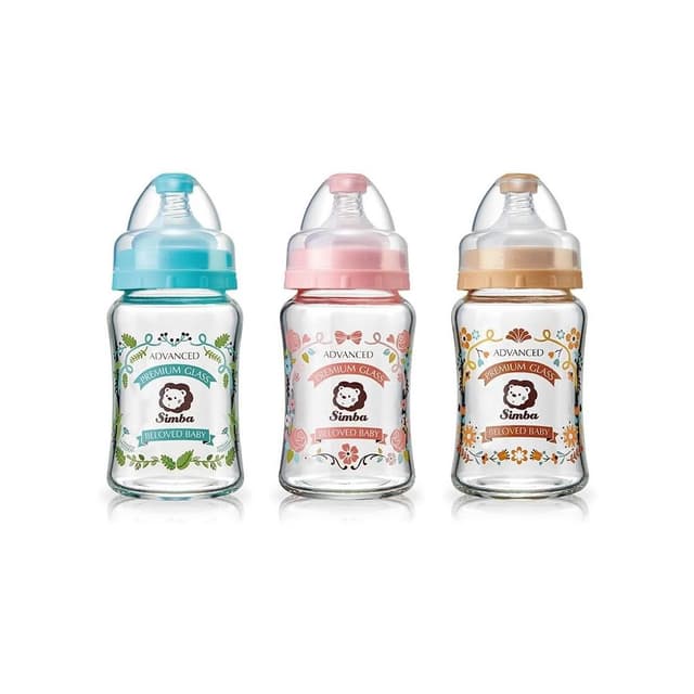 【Simba 小獅王辛巴】蘿蔓晶鑽寬口玻璃小奶瓶(180ml)(多色可選)
