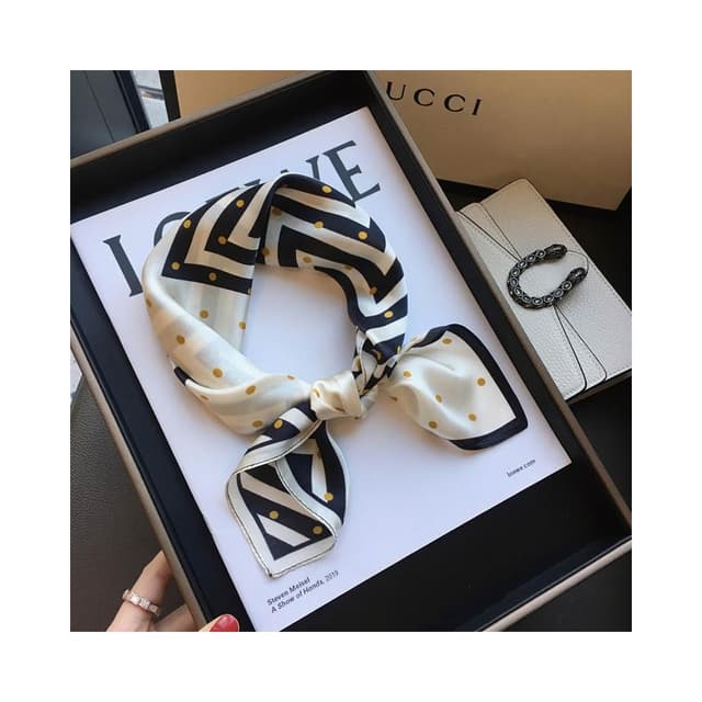 梵花 絲綢女春秋季韓版百搭波紋圓點真絲絲巾桑蠶絲圍巾領巾小方巾