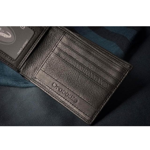 【Crocodile】鱷魚皮件 義大利進口牛皮 男生拉鍊短夾推薦 荔紋 7卡 0103-3357-黑咖兩色專櫃品牌 送禮推薦