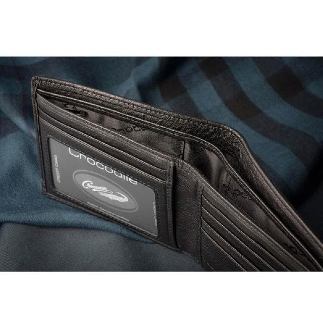 【Crocodile】鱷魚皮件 義大利進口牛皮 男生拉鍊短夾推薦 荔紋 7卡 0103-3357-黑咖兩色專櫃品牌 送禮推薦