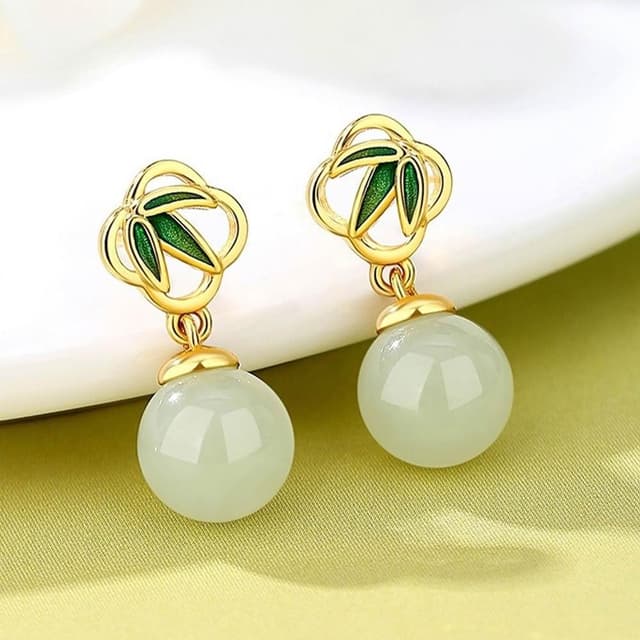 【LEESA】垂墜耳環\和田玉\吊墜\純銀耳環\S925\飾品\耳環\女生耳環