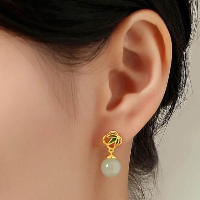 【LEESA】垂墜耳環\和田玉\吊墜\純銀耳環\S925\飾品\耳環\女生耳環