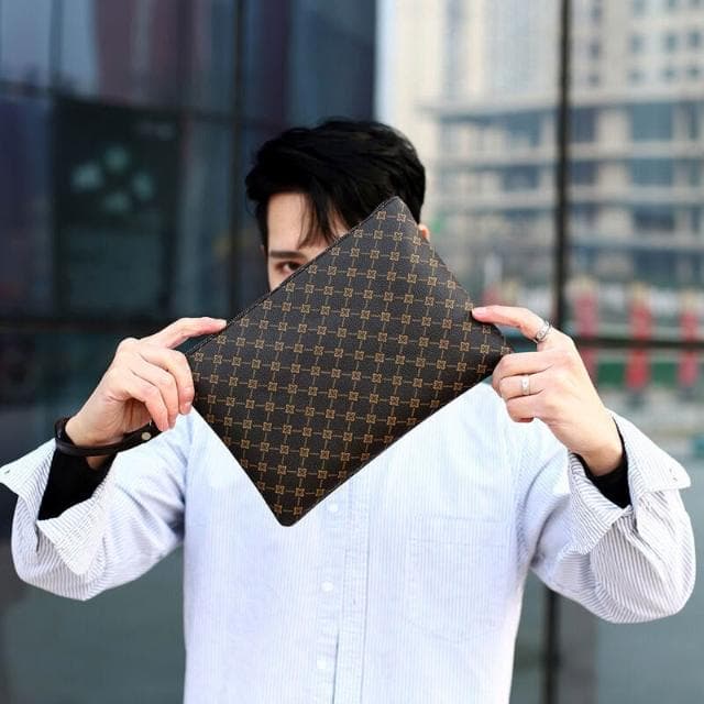 男士手拿包信封包帶隔層多型號花紋款時尚男包大容量手包質感公事包商務手拿包編織手抓包手機腋下包男女信封包多夾層手提包禮物包