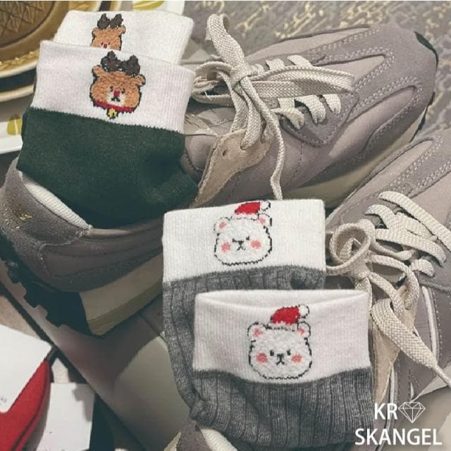 正韓國襪 聖誕襪 節慶襪子 中筒襪 聖誕老人襪 麋鹿襪 白熊襪 小精靈襪 聖誕禮物襪 台灣出貨 台灣賣家