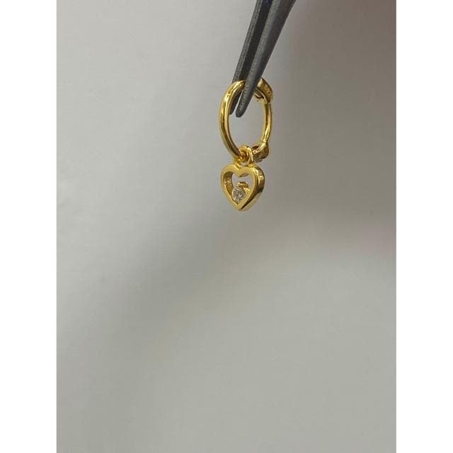 em925純銀┃耳扣式耳環┃細圈扣+愛心小墜
