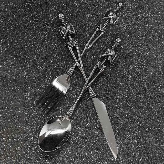 【EMMA SUE】餐具 刀叉 湯匙 美人魚 骷髏頭 環保餐具 西餐餐具 不鏽鋼餐具