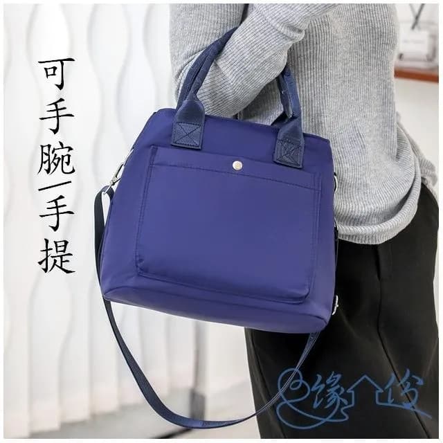 扣式可縮口尼龍側背/手提/手腕兩用包 肩背包 淑女包 單肩包 小方包 情人節禮物【緣份小屋】