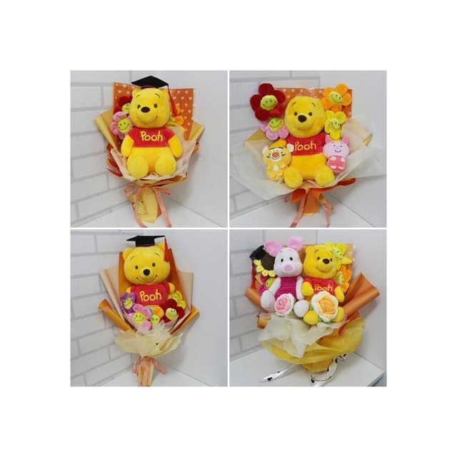 小熊維尼花束 正版小熊維尼 娃娃花束 求婚花束 畢業花束 情人節花束 母親節花束 生日禮物 教室節 聖誕節禮物