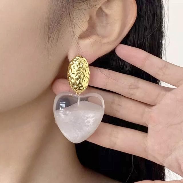 【LEESA】垂墜耳環\吊墜\高級感\耳環\愛心耳環\飾品\百搭\女生耳環\