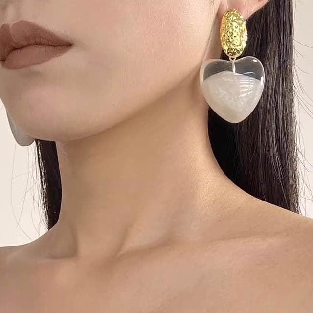 【LEESA】垂墜耳環\吊墜\高級感\耳環\愛心耳環\飾品\百搭\女生耳環\