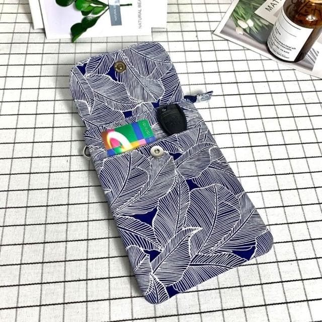 葉子帆布包 斜背包 手機袋 6.5寸 帆布包 單肩包 手機包 iPhone手機掛脖 零錢包 包包