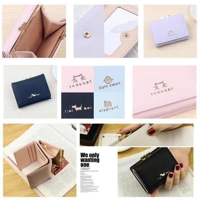 〈拜雅齊BYC〉新款女士短款錢包(簡約時尚學生皮夾 日韓可愛動物短夾 夾扣三折短夾)