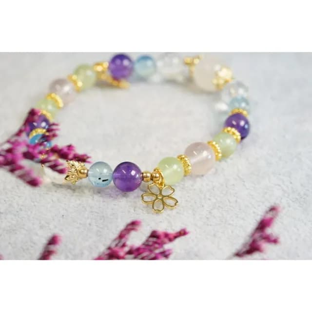  預購款-下單後手作 藍針白水晶 藍月光 粉晶 紫水晶 葡萄石 海藍寶水晶手鍊