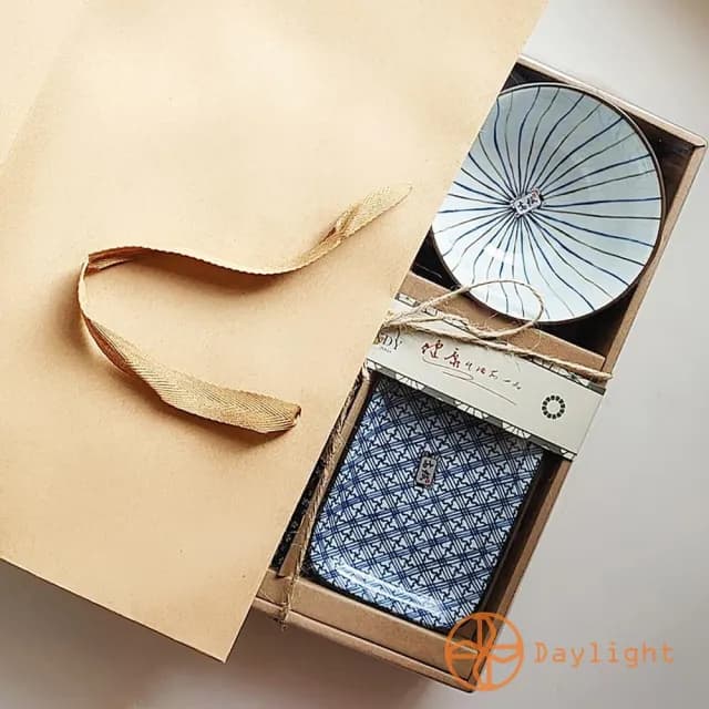 【Daylight】日式和風 入厝餐具6件組禮盒 含提袋 交換禮物 喬遷禮 入厝禮 碗盤禮盒 新婚禮 陶瓷禮盒 新年禮