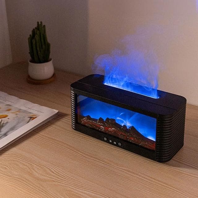 火焰壁爐薰香機 水箱220ml 附遙控器 香氛機 擴香機 香薰機 七彩變色 自動關機 壁爐 火爐 夜燈 遙控器 缺水斷電