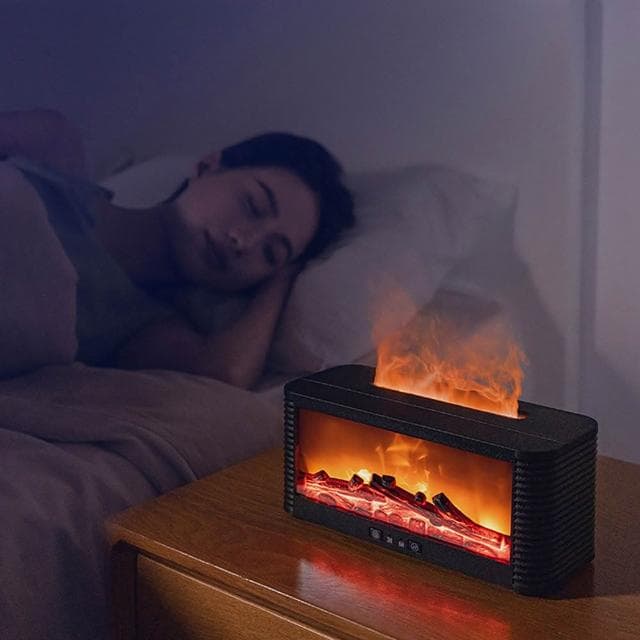 火焰壁爐薰香機 水箱220ml 附遙控器 香氛機 擴香機 香薰機 七彩變色 自動關機 壁爐 火爐 夜燈 遙控器 缺水斷電