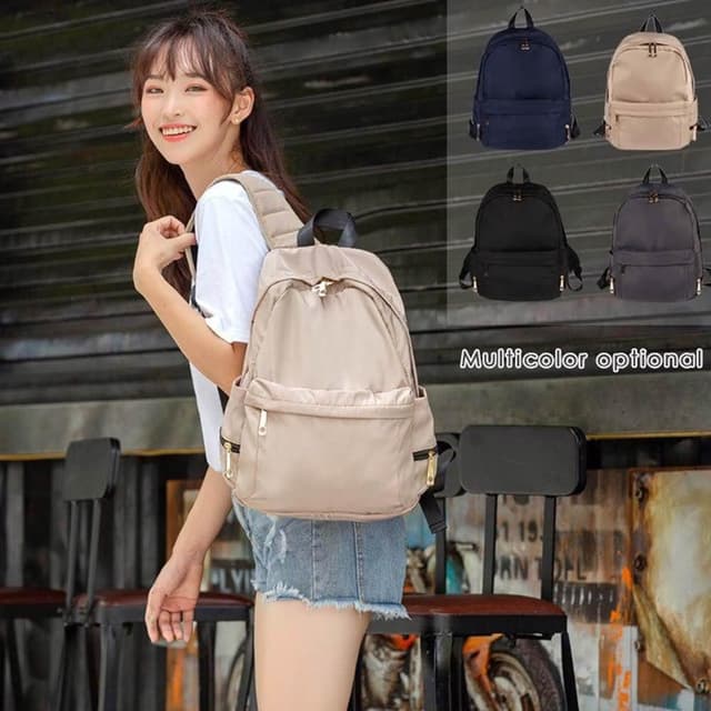 【米蘭精品】現貨+預購 後背包尼龍雙肩包大容量防水多口袋純色女包包母親節情人節生日禮物4色74cr17