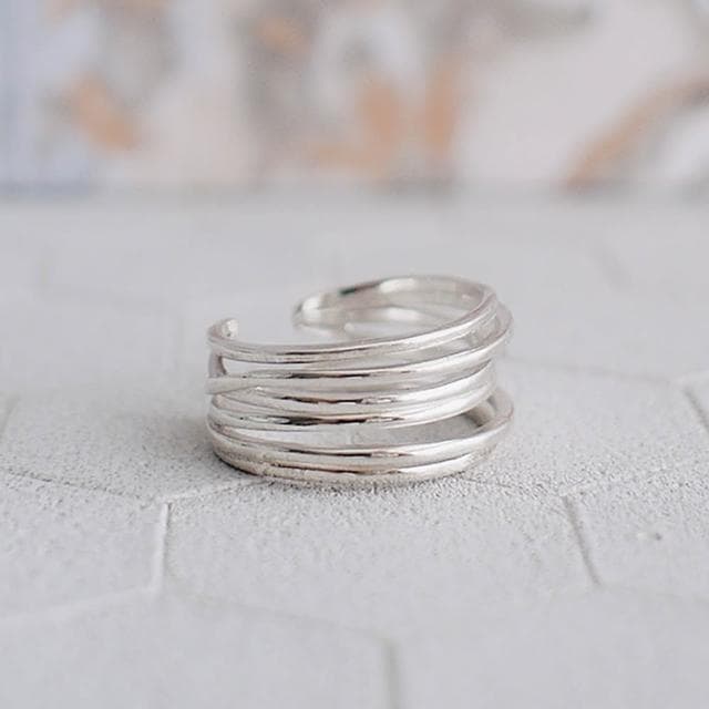 【BLUMA】純銀食指戒 質感寬版線條925純銀戒指 斑駁記憶純銀戒指 可調戒圍 生日情人節禮物 極簡個性韓風