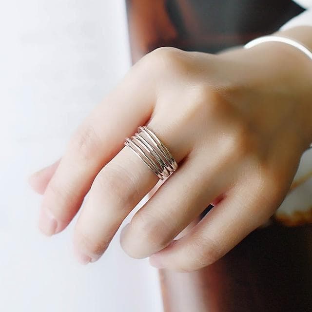 【BLUMA】純銀食指戒 質感寬版線條925純銀戒指 斑駁記憶純銀戒指 可調戒圍 生日情人節禮物 極簡個性韓風